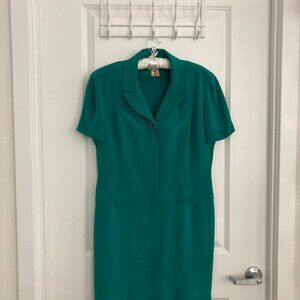 Talbots Turquoise 100% Silk Dress